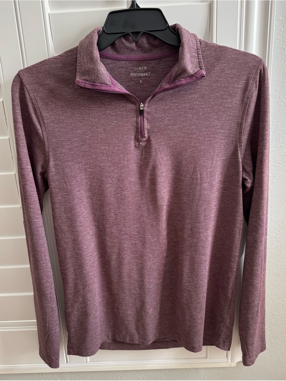 J. Crew Performance men’s heathered purple 1/4 zip pullover shirt top Small